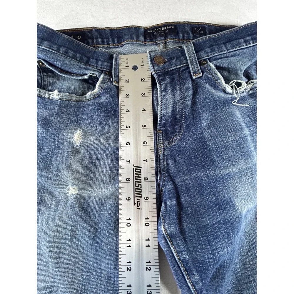 Lucky Brand 110‎ Slim Mens Blue Distressed Denim Jeans 31x30 Medium Wash